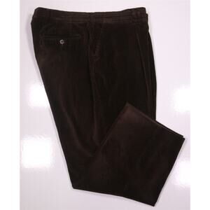 Barbour Dark Brown Cotton Corduroy Pleated Pants Trousers 40x28